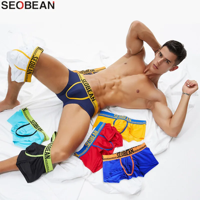 Seoban bunte glückliche Männer Boxershorts Mesh atmungsaktive Unterhose sexy Männer Unterwäsche Boxershorts männliche Höschen Image