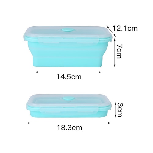 Faltbare Lunchbox aus Silikon / Mikrowellen-sichere Camping-Essteller-Bento-Box / Kühlschrank-Aufbewahrungsbox Lebensmittelbehälter Image