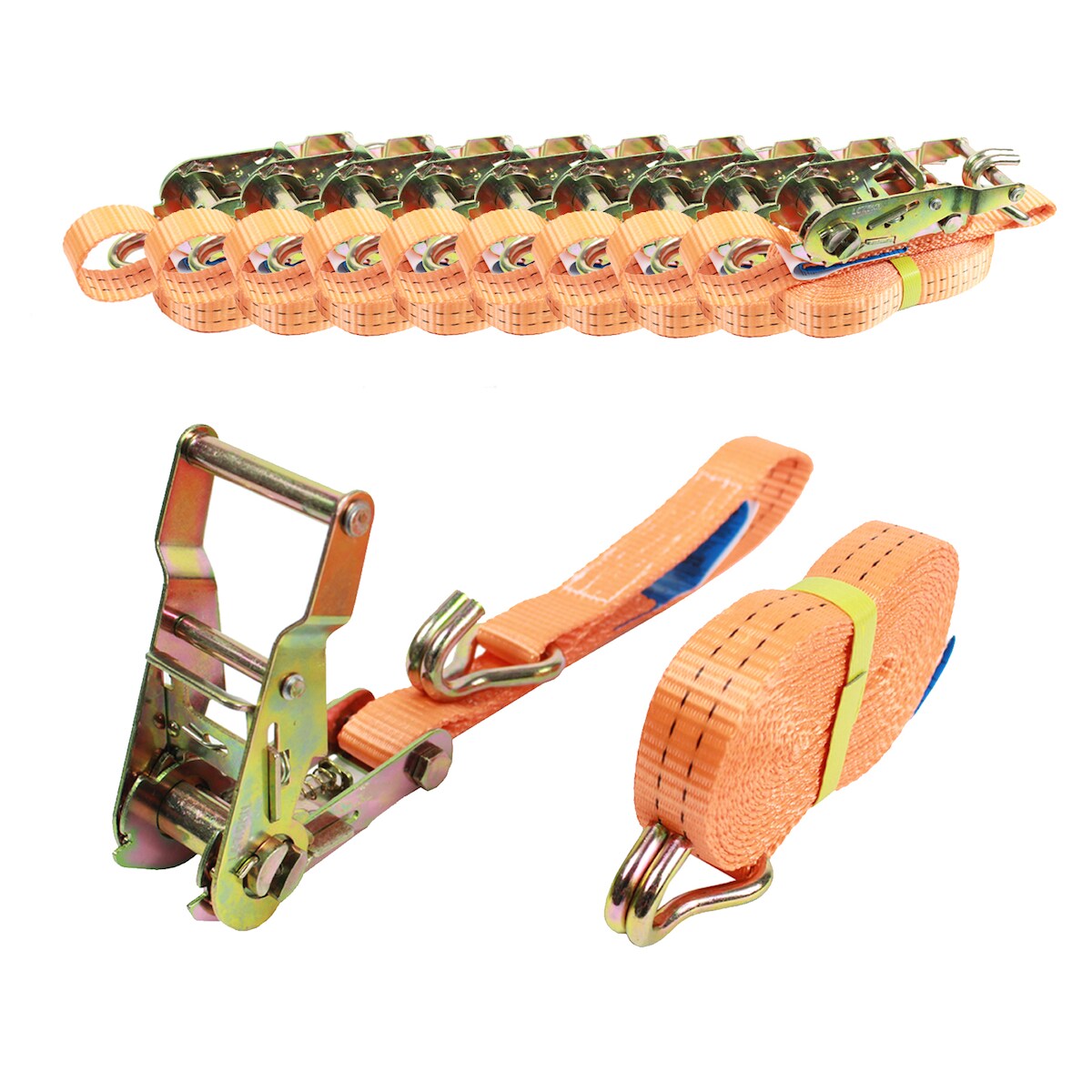 Baumarktplus 10x Profi Ratschen Spanngurt Spanngurte Zurrgurt 2-tlg 5m 1,5to 1500kg TÜV/GS ORANGE Image