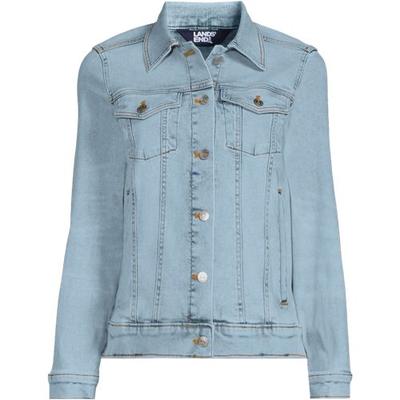 Denim Trucker Jacket, Women, size: 20-22, plus, Blue, Cotton/Spandex/Polyester, by Lands' End