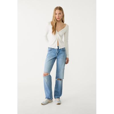 Stradivarius D03 Straight-leg low-rise jeans Medium blue 8