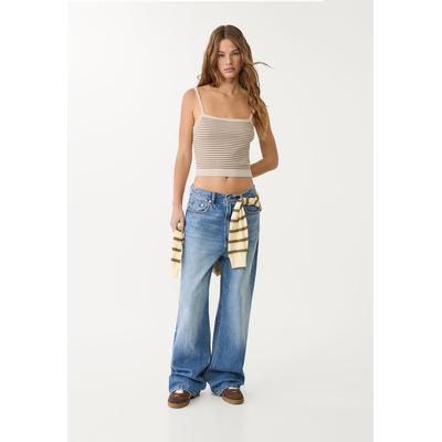 Stradivarius D88 Wide-leg baggy jeans Overdyed blue 10