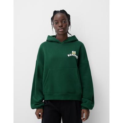 Bershka Kerokerokeroppi Hooded Sweatshirt Women L Green