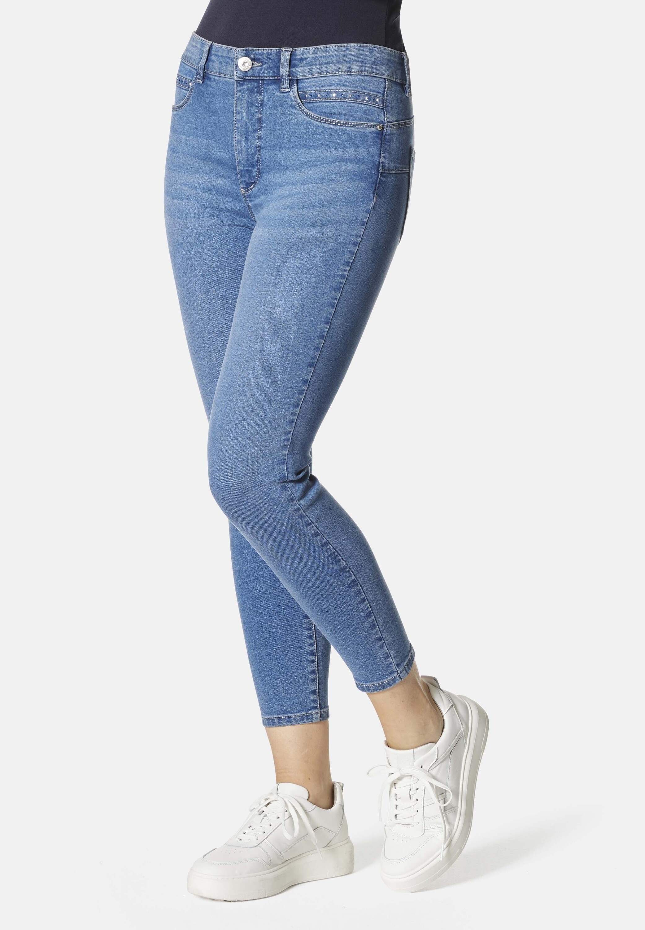 5-Pocket-Jeans STOOKER WOMEN "Rio Denim Season Skinny Fit", Damen, Gr. 40, Länge 26, blau (classic blau), Denim/Jeans, 83% Baumwolle, 16% recycled Polyester, 1% Elasthan, skinny fit lang, Jeans 5-Pocket-Jeans, Skinny Fit Casual Clean Wash Denim...