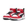 Sneaker PUMA "Rebound V6 Mid Sneakers Kinder", Kinder, Gr. 27.5, rot (weiß schwarz for all time rot), Obermaterial: Synthetik, Textil; Futter: Textil; Laufsohle: Gummi, Schuhe