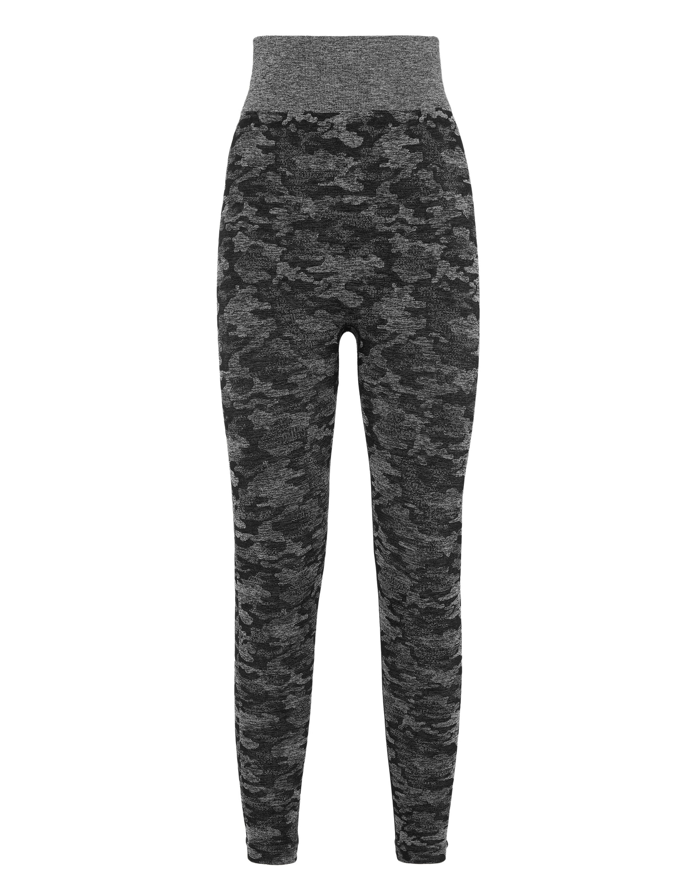 Leggings PLEIN SPORT "Camouflage", Damen, Gr. M, US-Größen, schwarz (02, schwarz), Obermaterial: 74% Polyamid, 18% Polyester, 8% Elasthan, Hosen Leggings