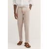 Bundfaltenhose BUGATTI, Herren, Gr. 36, Länge 30, 30, beige, 56% Baumwolle, 42% Leinen, 2% Elasthan, unifarben, casual, gerade, unten schmal, Hosen, mit Baumwoll-Leinen-Mix