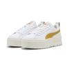 Sneaker PUMA "Mayze Lux Sneakers Damen", Gr. 38.5, weiß archive gold gelb, Obermaterial: Kuhleder, Synthetik; Futter: Textil; Innensohle: Textil; Laufsohle: Gummi, Schuhe