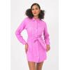 Jerseykleid FRESHLIONS "Belinda", Damen, Gr. M, US-Größen, rot, 100% Leinen, unifarben, casual, kurz, ohne Ausschnitt, Langarm, Kleider, mit praktischem Bindeband