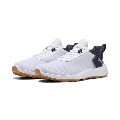 Golfschuh PUMA "Fusion Crush Sport Golfschuhe Herren", Gr. 45, weiß deep navy gum blau beige, Obermaterial: Synthetik, T