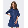Jeanskleid ONLY "ONLBELLE S/S BUTTON DRESS DNM GUA NOOS", Damen, Gr. M (38), N-Gr, blau (dunkelblau denim), Denim/Jeans, Obermaterial: 100% Baumwolle, unifarben, modisch, regular fit, Kurzarm, Kleider