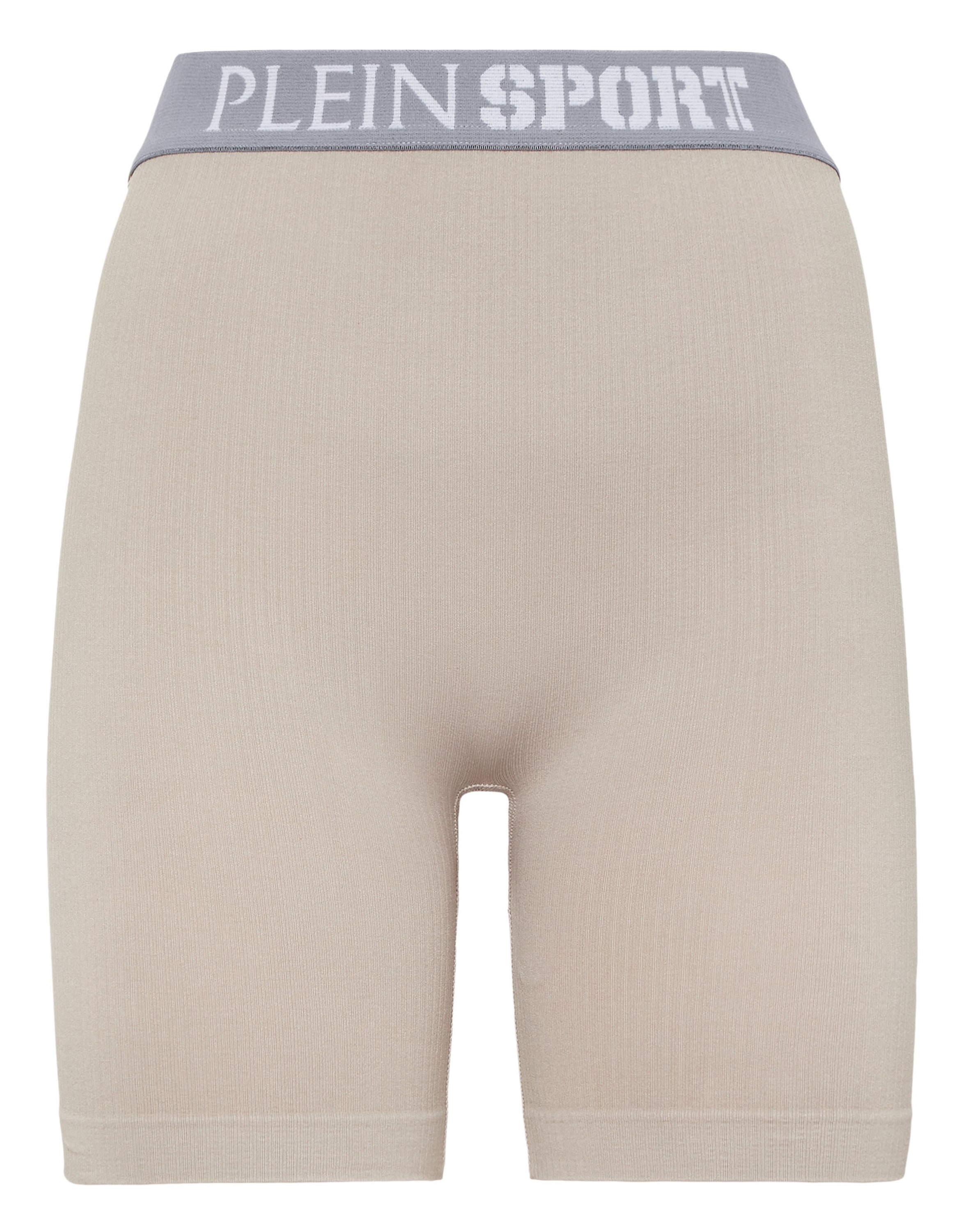 Shorts PLEIN SPORT "Logo", Damen, Gr. S, US-Größen, grau (72, schwarzgrau), Obermaterial: 94% Polyamid, 6% Elasthan, Hosen Shorts