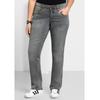 Stretch-Jeans SHEEGO "Große Größen", Damen, Gr. 26, Kurzgrößen, blau (grau denim), Obermaterial: 98% Baumwolle, 2% Elasthan, unifarben, casual, lang, Jeans, »Die Gerade« mit Used-Effekten