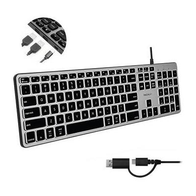 Macally Dual Connection Backlit Keyboard with Built-In USB Hub for Mac UCABLZKEYHUBSG