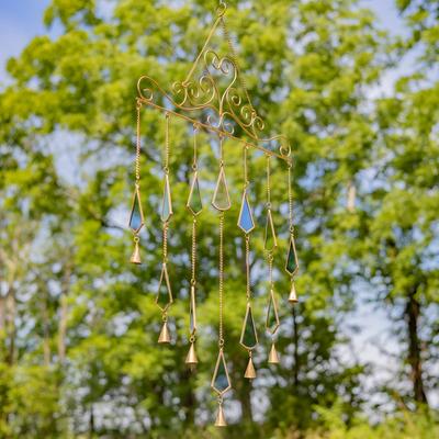 Set of 6 Assorted Dangling Geometric Gemstone Wind Chimes "Jasper Wind Chimes"