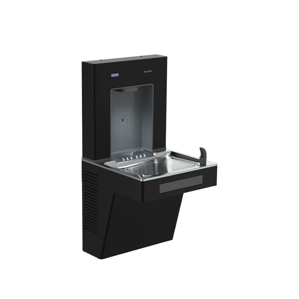 Sloan 33820029 DropSpot Wall Mount Drinking Fountain w/ Bottle Filler - Refrigerated, Filtered, Black, 115 V