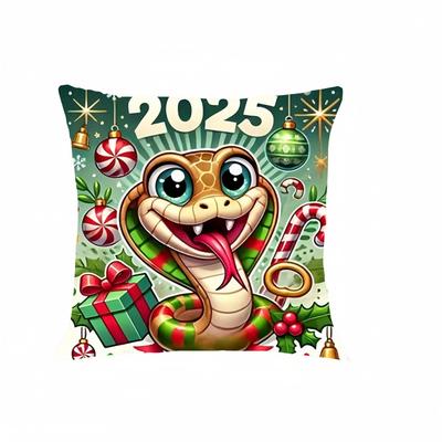 TEMU 1pc 2025 Chinese Snake Cushion , , , , Washable, Pillowcase For Bedroom, Sofa Decor, Multiple , Image