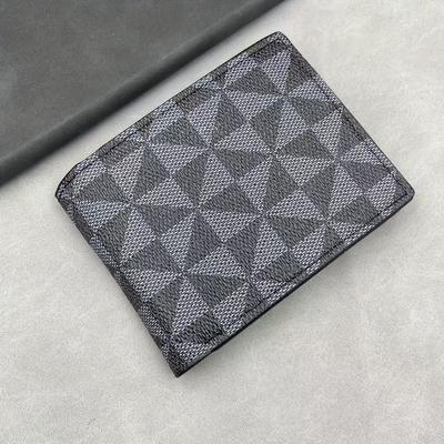TEMU Elegant Leather Men' - Geometric Pattern, & Stylish Bifold With Card Slots Image