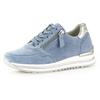 Keilsneaker GABOR "TURIN", Damen, Gr. 44, blau, Ziegenveloursleder, sportlich, Schuhe Sneaker, mit Lochmuster, Weite H, Freizeitschuh, Halbschuh, Schnürschuh