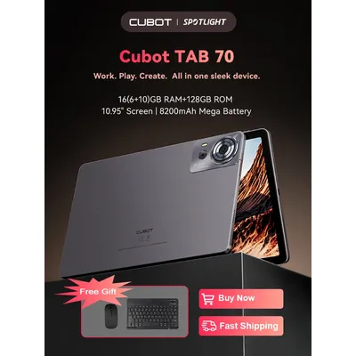 Cubot TAB 70, 2025 New Tablet Android 14, Octa-Core, 16GB RAM(6GB+10GB), 128GB ROM, 10.95" HD+