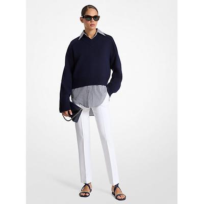 Michael Kors Cashmere Varsity Sweater Blue L