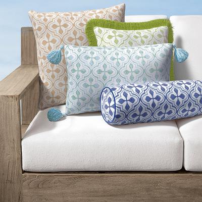 Mallorie Tile Indoor/Outdoor Pillow - Cobalt, 20" x 20" Square Cobalt, 20" x 20" Square in Cobalt with Cobalt Piping - Frontgate