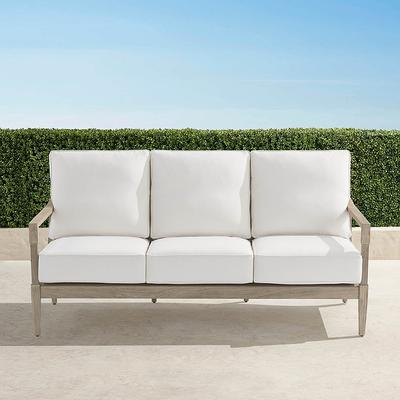 Winhill Sofa with Cushions in Weathered Teak - Quick Dry, Classic Linen Bleu - Frontgate