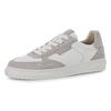 Plateausneaker TAMARIS, Damen, Gr. 42, grau (taupe, weiß), Leder, Lederimitat, sportlich, Schuhe, Freizeitschuh, Halbschuh, Schnürschuh mit seitlichem Logoschriftzug