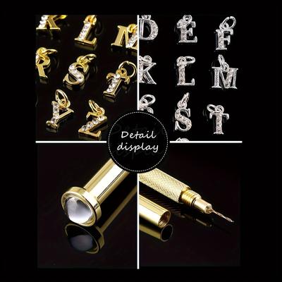 TEMU 52pcs Luxury 3d Alloy Letter Nail Charms Set - Crystal Rhinestone Decorations For Diy Nail Art, Perfect Gift For Women And Girls, Nail Art Charms Image
