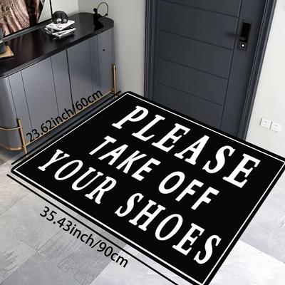 "TEMU Please Your Shoes" - Versatile Non-slip Rug For Gaming Room, Laundry, Bathroom, Kitchen, Living Room, Bedroom - Machine Washable Polyester Floor Mat" Image