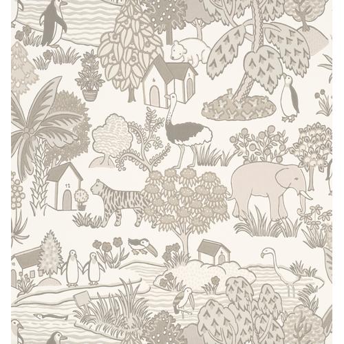 Little Greene 'Animal Kingdom - Portland Stone' - Neutral Wallpaper