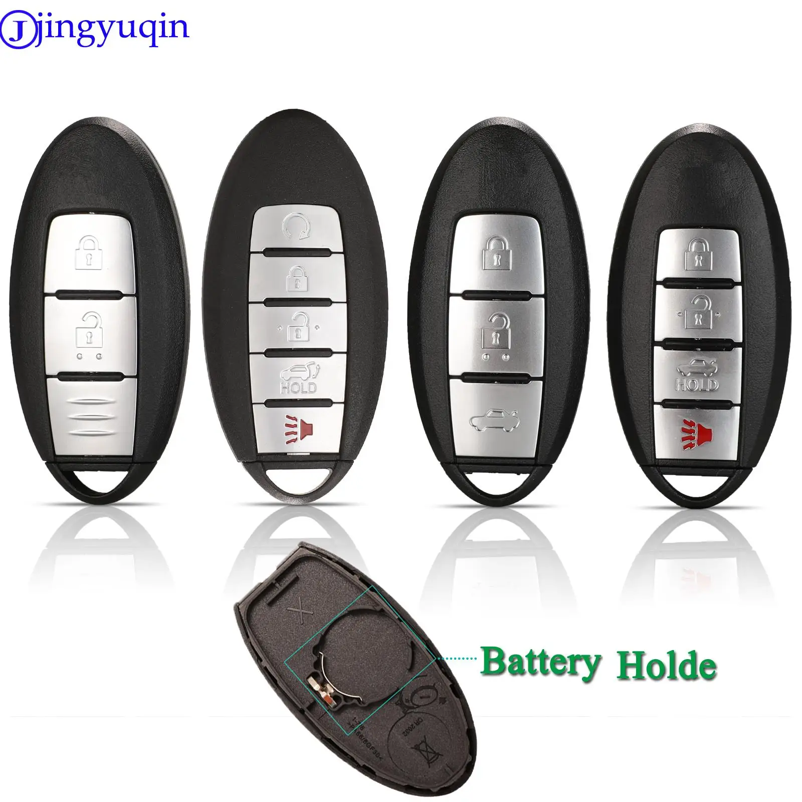 Jingyuqin 4 Tasten Remote Smart Key Shell Cover Fall für Nissan Altima Maxima Murano Versa Teana Sentra Batterie halter in links Image