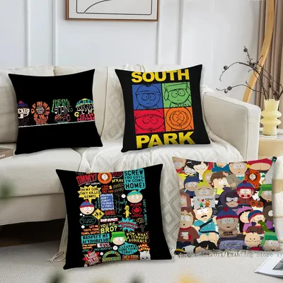 Lustiger S-South-P-Park Anime-Kissenbezug, quadratisches Kissen, Schlafzimmer, Sofa, Freizeit, Komfort, Kissen, Auto, Wohnzimmer, Heimdekoration Image