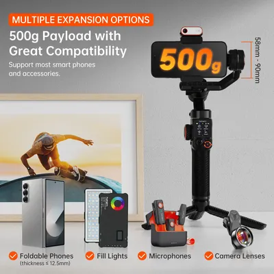 Hohem Offizieller iSteady M7 Smartphone-Stabilisator Ai Face Tracking 3-Achsen-Telefon-Gimbal Integrierter Selfie-Stick iPhone/Android Gimbal