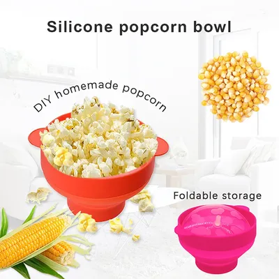 Küche Mikrowelle Popcorn Schüssel Eimer Silikon DIY Popcorn Maker mit Deckel Chips Obstschale hochwertige einfache Werkzeuge Popcorn