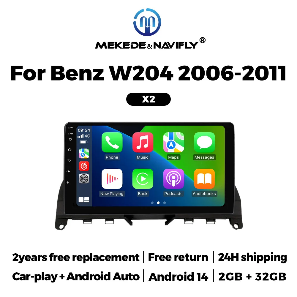Android 14 Autoradio 2G32G Drahtloses Carplay für Mercedes-Benz C-Klasse W204 C204 S204 C300 Navigation GPS Multimedia Video Spieler Image