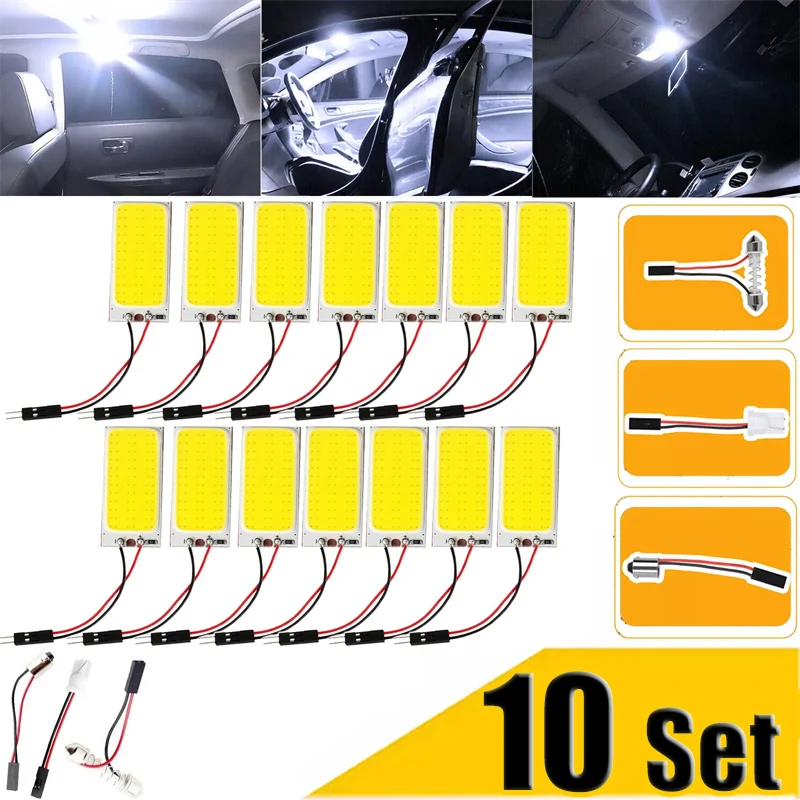 1-10Set Auto Innen Decke LED Licht Panel 6000K Weiß COB LED Licht Panel Mit Licht Adapter für Auto Innen Decke 36LED