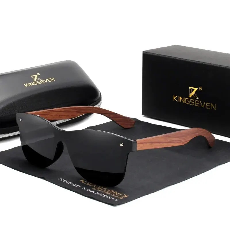 KINGSEVEN Natürliche Holz Sonnenbrille Männer Vintage Klassische Polarisierte Mode Gläser Frauen Handgemachte Holz Fahren Angeln Brillen Image