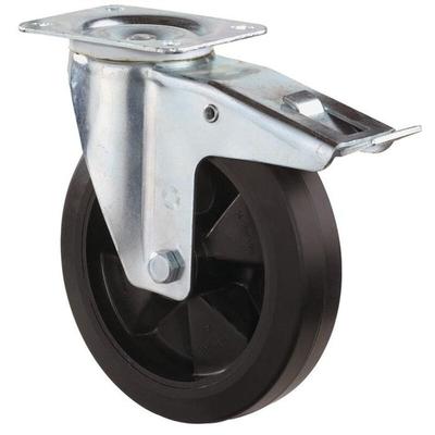 Bs Rollen - Lenkrolle mit Totalfeststeller und Anschraubplatte Vollgummi 100 mm 140 kg Image