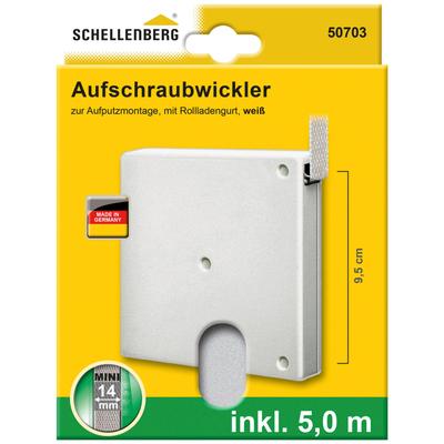Aufputz-Gurtwickler SCHELLENBERG "Minisystem, Aufschraubwickler inkl. 5 m Gurtband", weiß, Gurtwickler, Rollladengurtwickler zur Montage in der Fensterlaibung Image