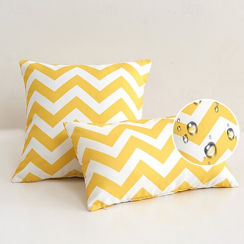 wasserdichter Kissenbezug für den Außenbereich gestreift für Terrasse, Garten, Sofa, Couch, Wohnzimmer Image