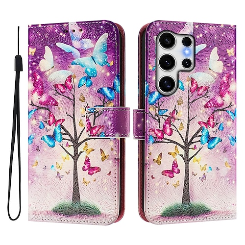 Handy Hülle Handyhüllen Für Samsung Galaxy S26 Ultra Plus S25 S24 S23 S24 FE S22 S21 Ultra Plus S20 A55 5G A35 5G Brieftaschenhülle Mit Ständer Magnetisch Vollschutz Retro TPU PU-Leder Image