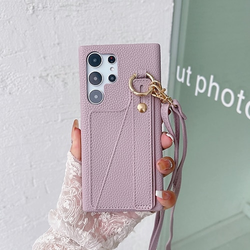 Handy Hülle Handyhüllen Für Samsung Galaxy S25 S24 S23 S22 Plus Ultra S23 FE A14 A34 A54 A24 A53 Rückseite Mit Ständer mit Trageriemen Kartenfach Retro TPU PU-Leder Image