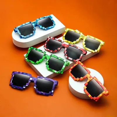 Colorful Pixel Grid Sunglasses 1Pcs Funny Party Eyewear Decoration Unisex Vintage Game Building