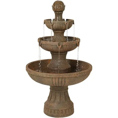 Outdoor Bubbler Fountain and Waterfall, 43" High 3 Tiered Cascading for Garden Patio Backyard Deck