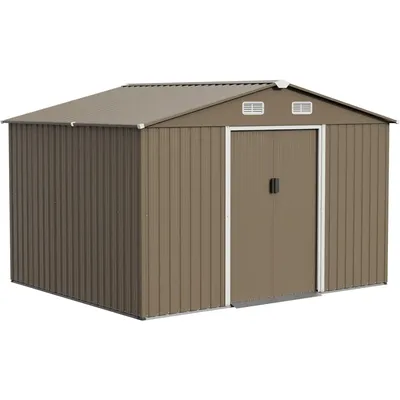 Lockable Door Metal Tool Shed With Sliding Door and Air Vents Outdoor Storage Shed Backyard Storage