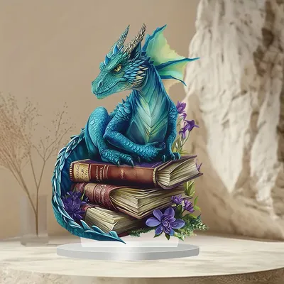 Vibrant Dragon Figurine - Exquisite Bohemian Style Acrylic Tabletop Decor, Multipurpose English