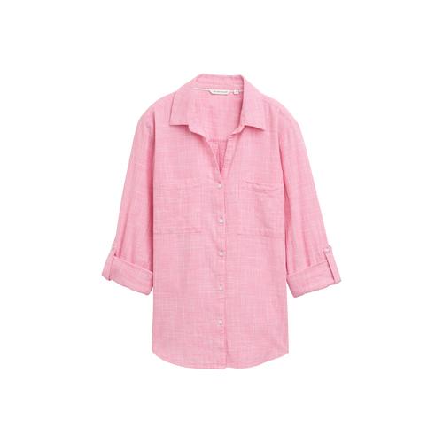 TOM TAILOR Damen Bluse mit Brusttaschen, rosa, Uni, Gr. 36