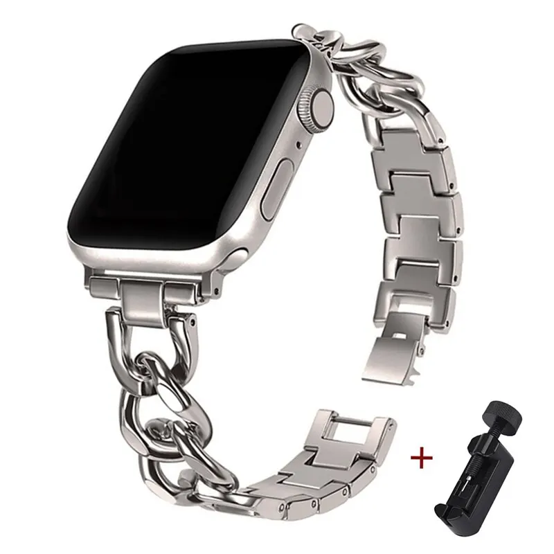 Metallisches Ketten-Uhrenarmband für Apple Watch Band 45 mm 49 mm 40 mm 42 mm 44 mm Sportarmband für IWatch Serie 1 2 3 4 5 6 7 8 Ultra Image