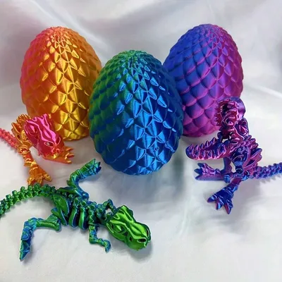 3D Printed Articulated T-Rex Dinosaur Eggs Collectible Figurines With Jointed Skeletons, Perfect For Home & Room Decor
